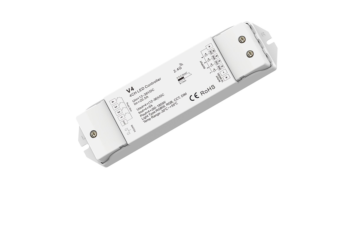 LED Dimmer | 10 Zonne | RGBW  / CCT Controller | 4 x 60 Watt | 12-24 Volt | Zonder afstand