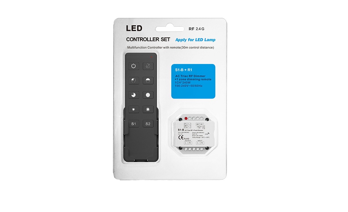 LED Dimmer | 10 Zonne | 20-220 Watt | 220 Volt | Inbouw | KIT S1-B + R1