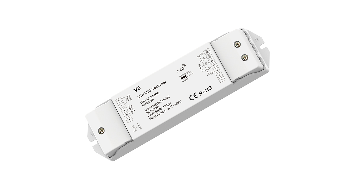 LED Dimmer | 10 Zonne | RGB  + CCT | Controller | 5 x 60 Watt | 12-24 Volt | Zonder afst