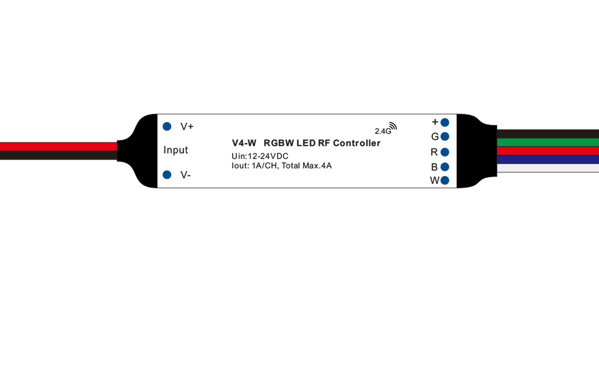 LED Dimmer | 10 Zonne | RF Ontvanger | 12 - 24 Volt | 4 x 1 Ampere | Mini Controller