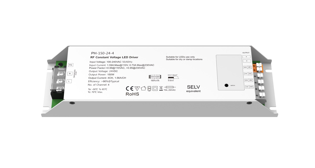 LED RF Voeding | 10 Zonne | RF Voeding | 24 Volt | 150 Watt | RGB / RBGW