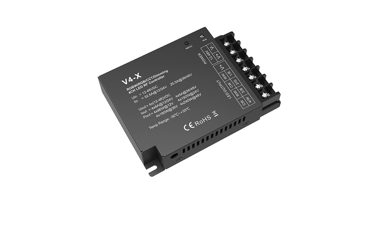 LED Dimmer | 10 Zonne | RGBW  / CCT Controller | 4 x 96 Watt | 12-24 Volt | Zonder afstand