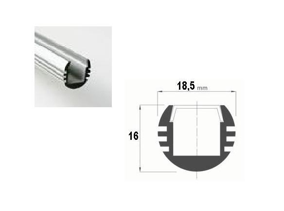 LED Profiel 02 | Rondo | 18,5 x16 mm | Opaal, PC, UV Bestendig |