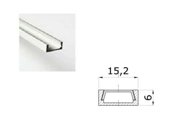 LED Profiel 03 | Small | 15,2 x 6 mm | Opaal, PC, UV Bestendig | 2 Meter