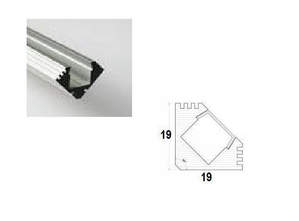 LED Profiel 04 | Corner | 19 x 19 mm | Opaal, PC, UV Bestendig |