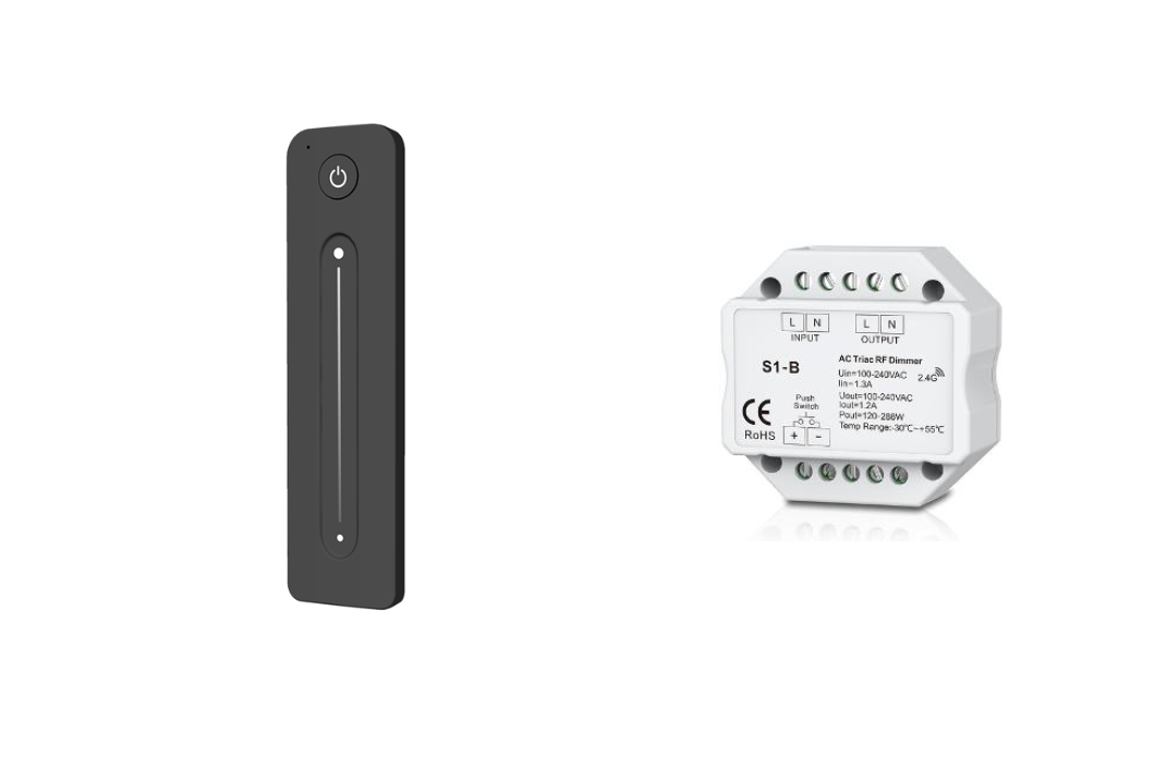 LEDw@re Dimmer |  20-220 Watt | 220 Volt | met RF slide remote | Inbouw