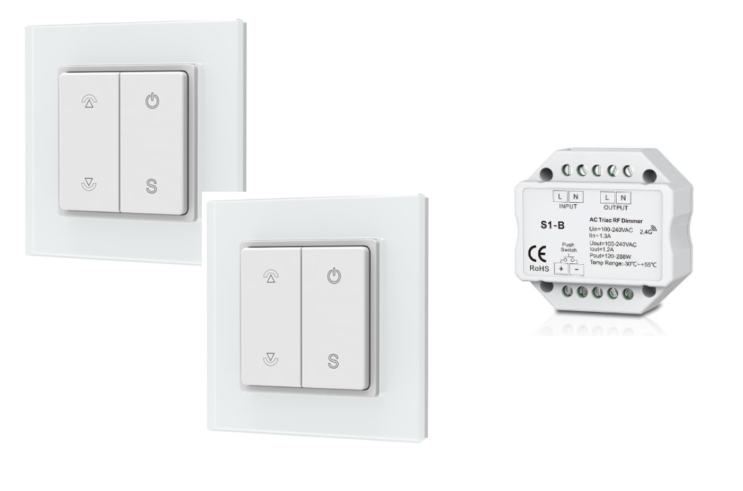 LEDw@re Dimmer |  20-220 Watt | 220 Volt | met RF 2 x Wall Hotel | Inbouw