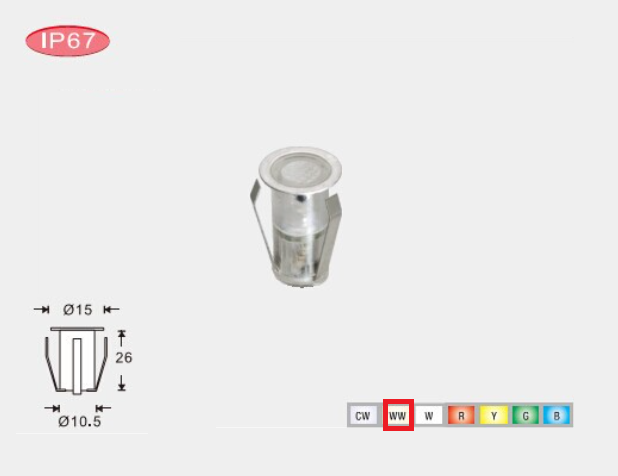 LEDw@re | Lamp IP67 | Warm Wit | Rond | 0,24 Watt | 11 mm