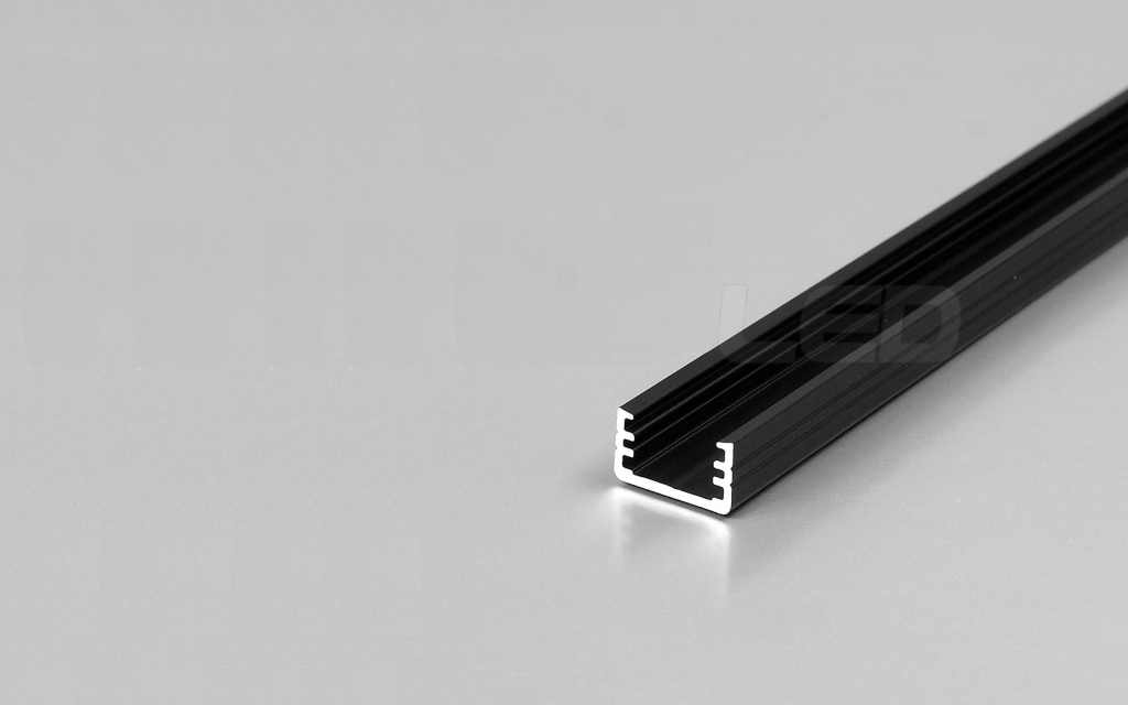 LED Profiel Micro 7mm | 100% Opaal, PC, UV Bestendig | 2 Meter | Zwart