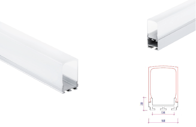 LED Profiel 46 | opbouw | 16.8x28 mm | Opaal, PC, UV Bestendig |