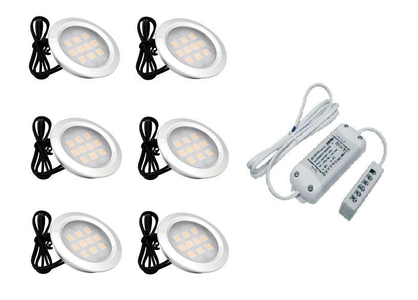 LEDware | LED inbouwspot | Set 6 LEDs | Rond | 2 W | 12 Volt | Warm Wit | LWKDC5013H2W.WW.