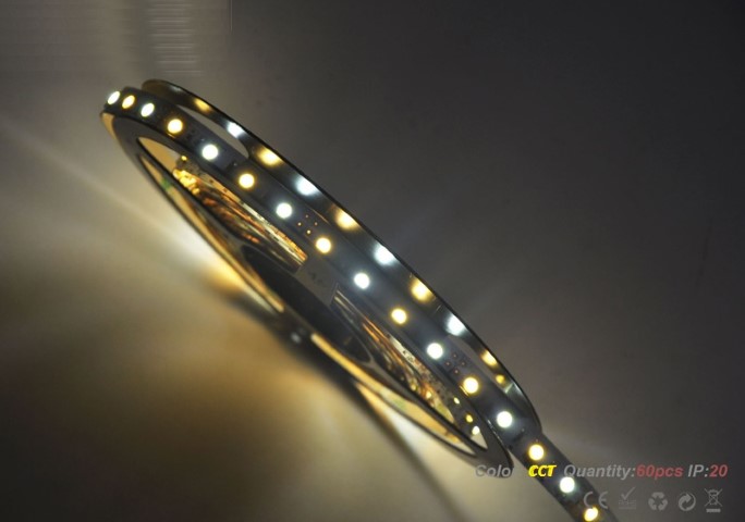 LEDware SMD LEDstrip | 24 Volt | 14,4 Watt | 60 LEDs | 1 Meter |  Warm Wit + Koud Wit