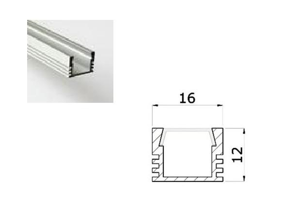 LED Profiel 01 | Standard | 16x12 mm | Opaal, PC, UV Bestendig | Bundel 10 Stuks