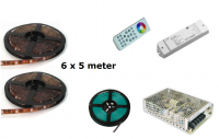 LEDstripset | Controller + LEDstrip 6 x 5 Meter 30 LEDs/M Multik