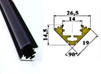 LED Profiel 014 | Hoek | 19 x 19  x 26 mm | Opaal, PC, UV Besten