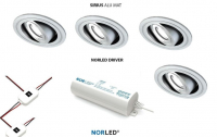 NORLED | LED inbouwspotset  | 4 spots | Rond | 3 W | Warm Wit |