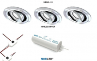 NORLED | LED inbouwspotset  | 3 spots | Rond | 3 W | Warm Wit |