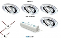 NORLED | LED inbouwspotset  | 4 spots | Rond | 3 W | Warm Wit |